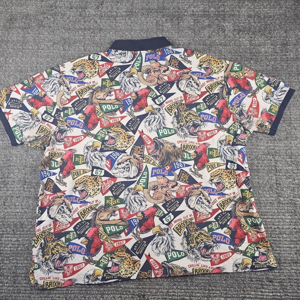 Polo Ralph Lauren Collegiate Mascot AOP Slim Fit Polo Mens Sz 4XL - Picture 3 of 4